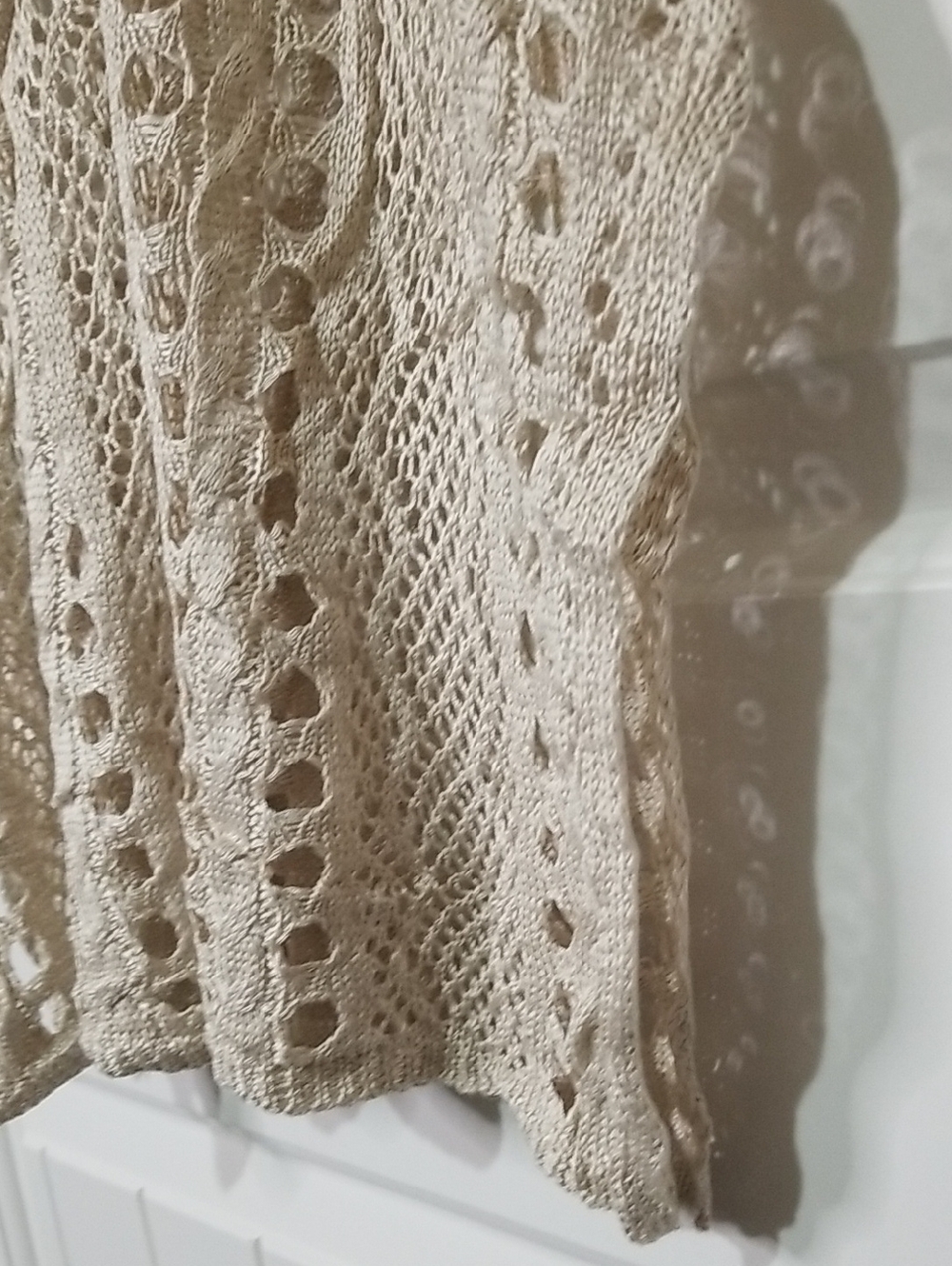 Crochet Spaghetti Strap Cover-Up Dress in Natural Khaki Size Large NWT - Picture 5 of 8